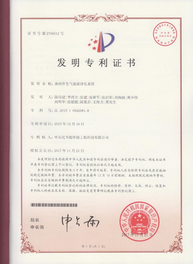 油田伴生气脱碳净化系统